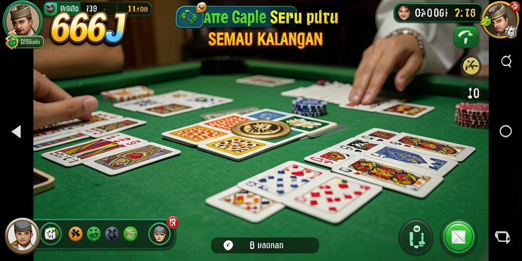 Screenshot gameplay Gaple yang aktif dan mendebarkan.