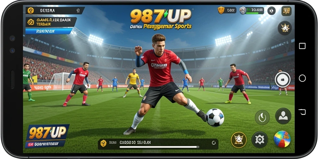 Tangkapan layar dari gameplay mendebarkan 987UP dengan aksi olahraga yang seru.