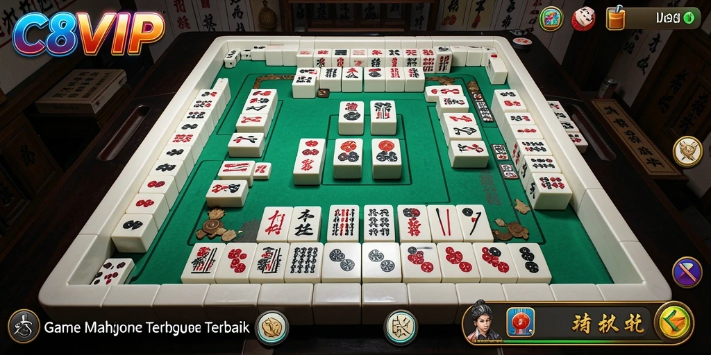 Tampilan gameplay C8VIP yang menegangkan dan penuh tantangan Mahjong.