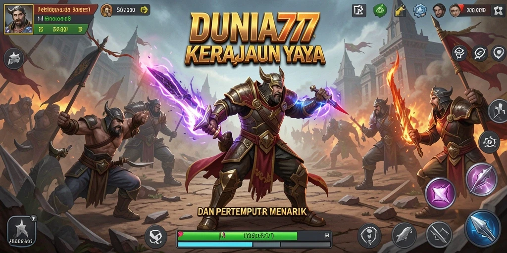 Gameplay menarik DUNIA77 yang menunjukkan pertarungan tower defense.