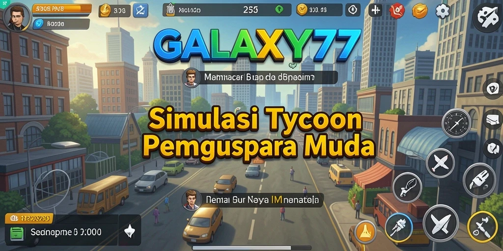 Tampilan gameplay GALAXY77 yang menakjubkan dengan elemen Tycoon.