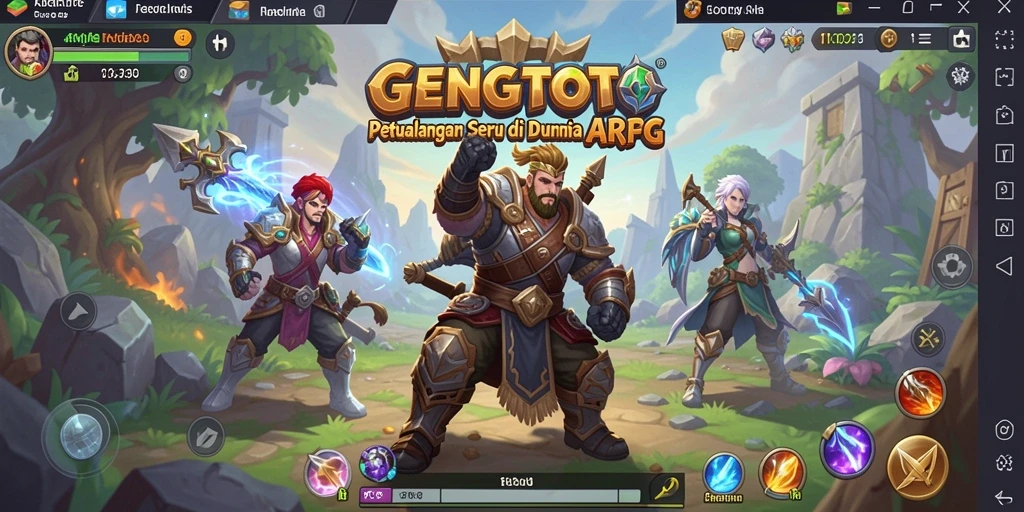 Gameplay GENGTOTO menampilkan pertarungan seru dalam dunia fantasi.