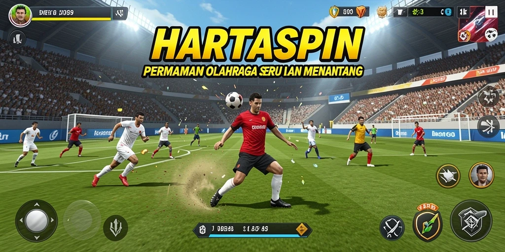 Screenshot utama HARTASPIN menampilkan aksi permainan olahraga yang intens.