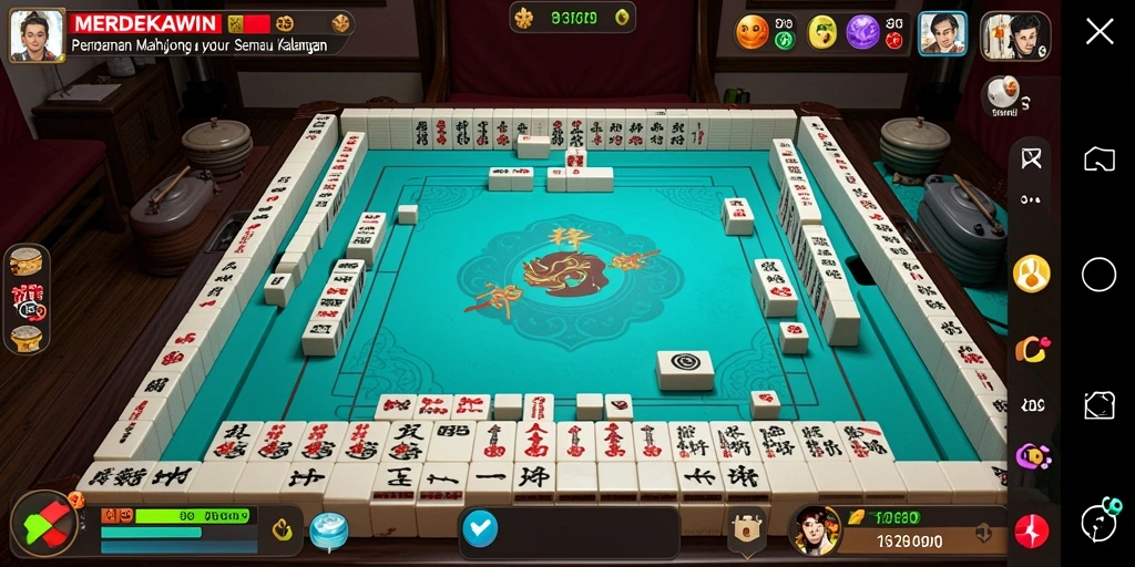 Tampilan gameplay menarik dari MERDEKAWIN dengan ubin Mahjong berwarna.