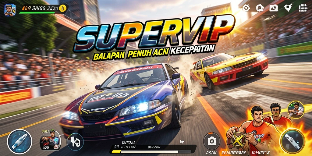 Gameplay Racing yang menegangkan dan seru di SUPERVIP.