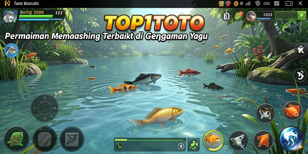 Screenshot gameplay <strong>TOP1TOTO</strong> yang menunjukkan pengalaman memancing yang mendebarkan.